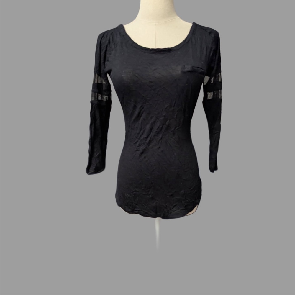 Glitz Black Mesh Sleeve Women's Blouse